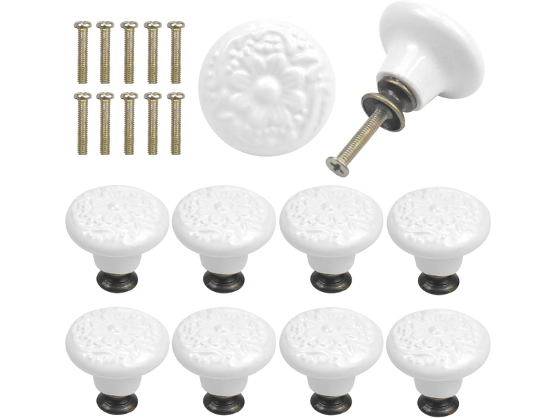  Lot de 10 poignées pour portes et tiroirs, boutons ronds 34 pour tiroirs, boutons pour meubles, boutons pour portes, poignées pour chambres d'enfants  - Conforama A