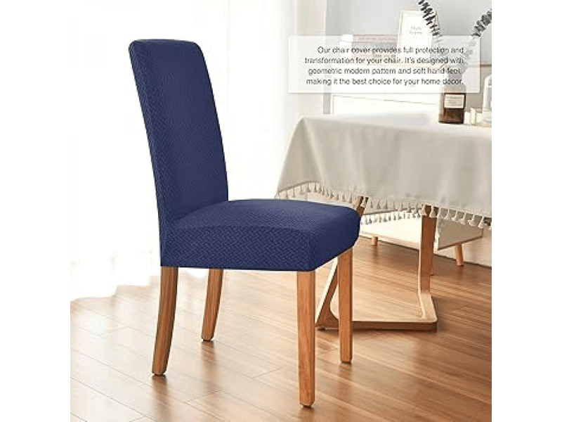  Housses de chaises bleu marine, housses de chaises de salle à manger douces et extensibles, très faciles à nettoyer, motif floral, adaptées à la déco XLH-ZLS-009250ZLS - Conforama E