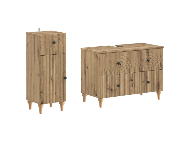 Ensemble de 2 meubles de salle de bain alkmaar chêne artisanal cf63045 - Conforama A