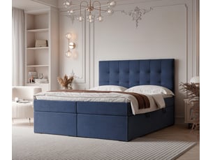Lit coffre 160x200 cm <strong>IDOHOME</strong>  <strong>IMPERIAL</strong> coloris bleu