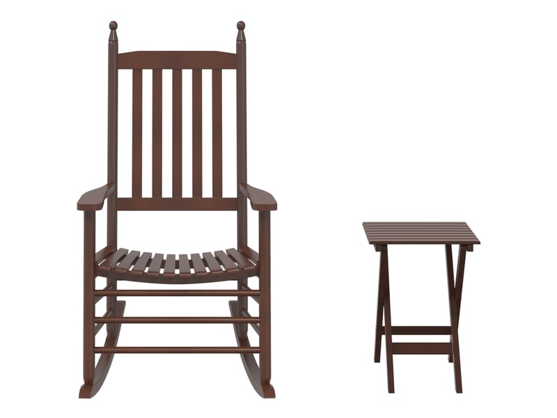  Fauteuil à bascule relax pour salon avec petite table pliable en bois de peuplier marron dec028862  - Conforama A
