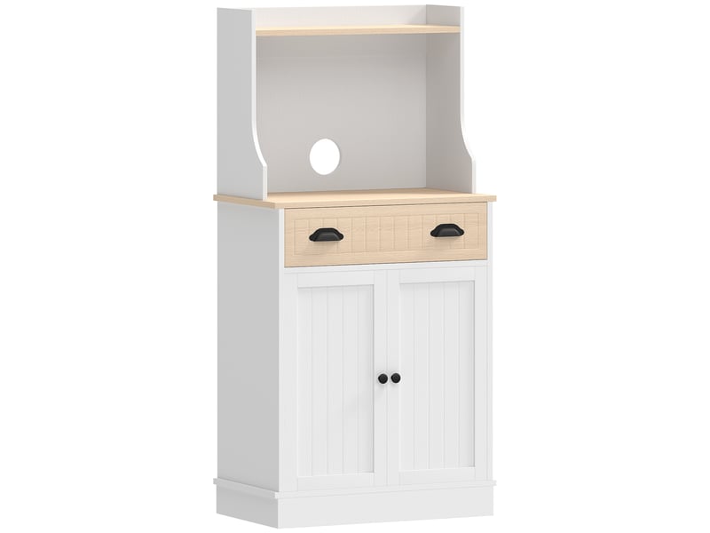  Meuble armoire micro-ondes pour cuisine avec espace ouvert 1 tiroir et placard 2 portes chêne 61 x 35 x 125,4 cm  - Conforama B