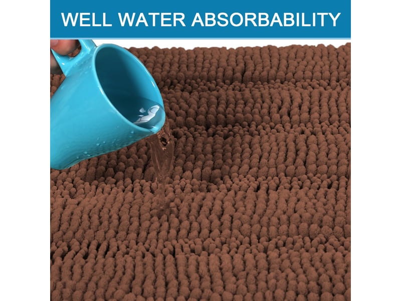  Tapis de baintapis de bain, couleur café, 43*61cm + 51*81cm, ensemble de 2 pièces, tapis de bain antidérapant extra épais en chenille  - Conforama C