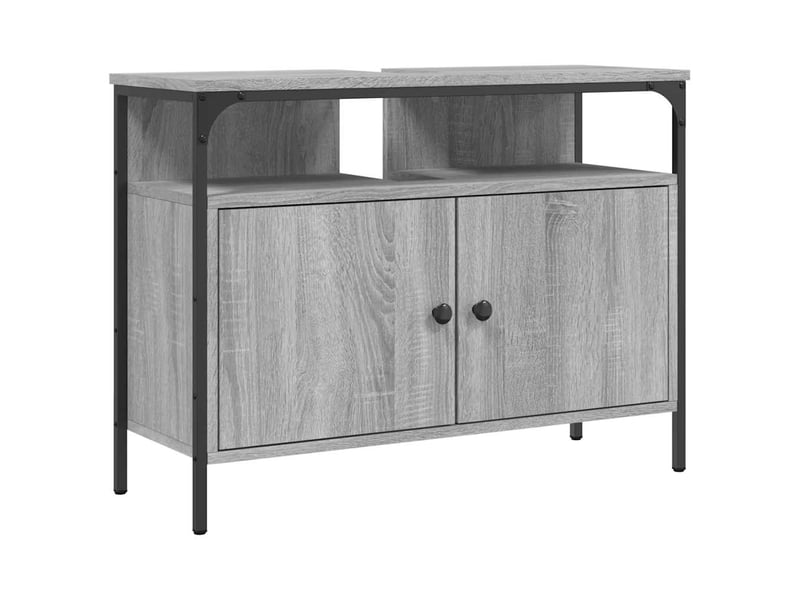  Armoire lavabo salle de bain, meuble de rangement sonoma gris 80x30x60 cm  - Conforama A