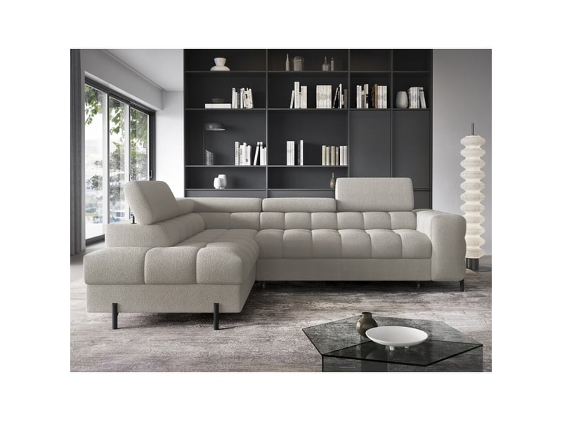 Canapé ferrum beige convertible 5 places angle gauche avec méridienne 276x93x200cm - Conforama E