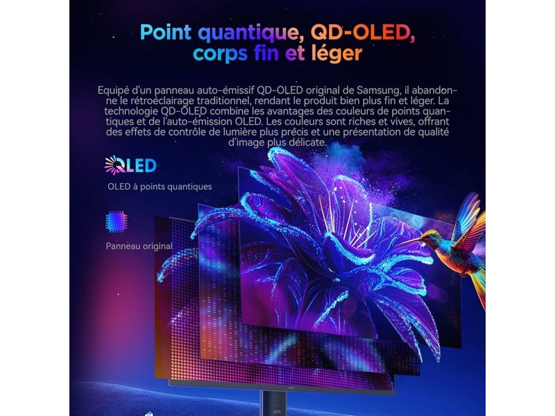  Ecran gamer oled 27 gs27qes qd-oled qhd 2560x1440 360hz 0,03 ms hdr true black 400 MG27P17QS7 - Conforama C