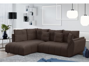 Canapé d'angle réversible convertible <strong>AX LIVING </strong> <strong>Corleone</strong> 4 places Velours marron avec coffre de rangement