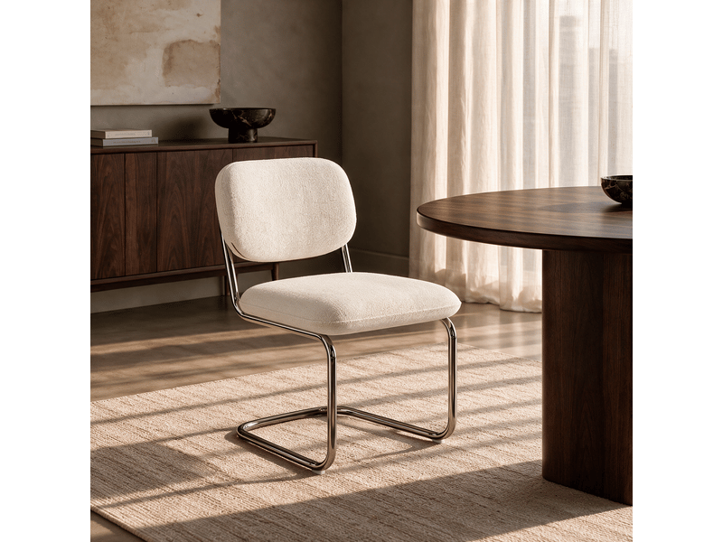  Lot de 2 chaises en velours texturé crème blake SC63VTCR - Conforama B