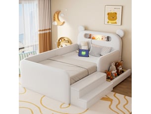 Lit avec rangement 90x200 cm <strong>OKWISH</strong>  <strong></strong> coloris blanc