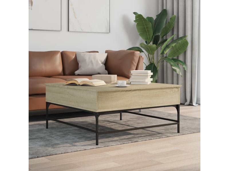  Table basse - table de salon - table à thé chêne sonoma 95x95x45 cm bois d'ingénierie et métal  - Conforama B