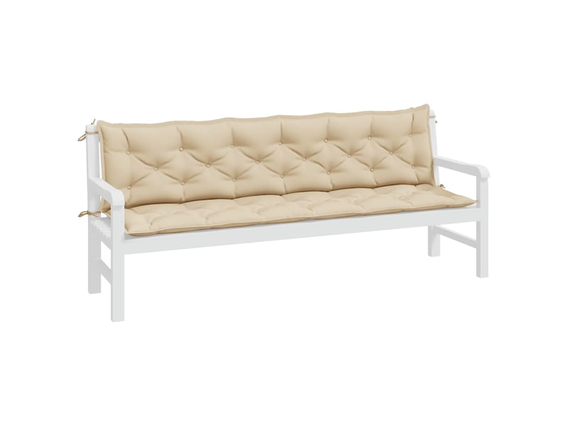 Lot de 2 coussins de banc jardin, coussins d'assise beige 200x50x7 cm tissu oxford cf58717 - Conforama C