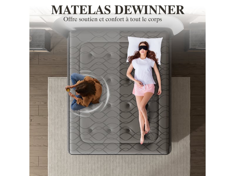  Matelas à ressorts 90x190cm, 30cm épaisseur, matelas de luxe, confort, 7 zones ergonomique  - Conforama B