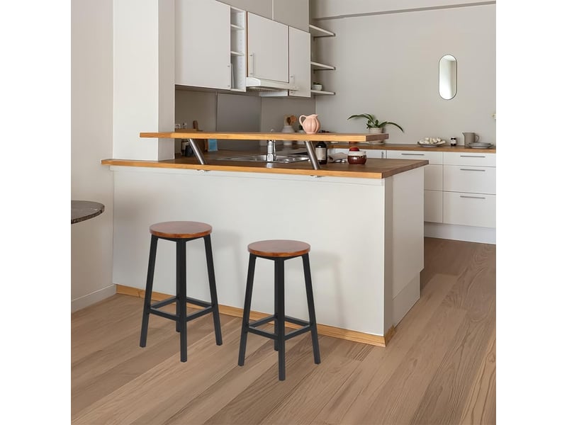 Lot de 2 tabourets de bar sans dossier en bois noir 32 x 32 x 65 cm 62258 - Conforama D