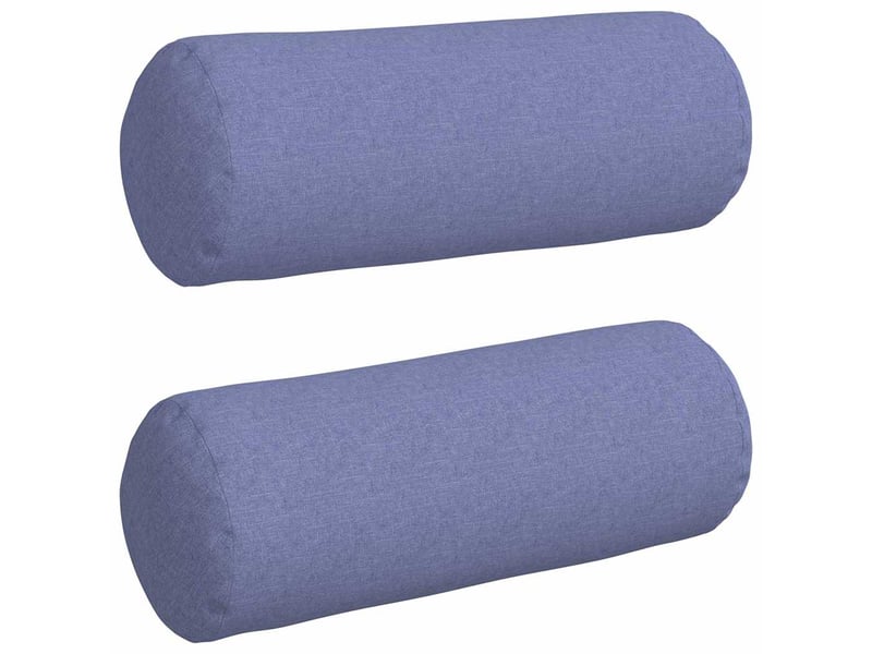  Lot de 2 coussins d'accent, coussins décoratifs, coussins lombaires tissu bleu denim ø 25 x 70 cm cf56685  - Conforama A