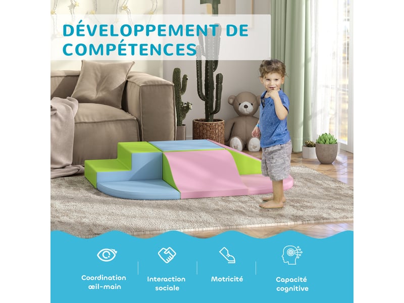  Module motricité bébé 6pcs parcours motricité bébé en mousse epe pour enfants d'âge préscolaire, multicolore  - Conforama D