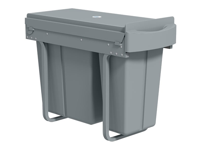 Poubelle de cuisine encastrable 30 l 52x26x40,8 cm – grise – 2 bacs amovibles, coulissement silencieux - Conforama A
