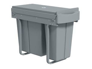 Poubelle de cuisine encastrable 30 l 52x26x40,8 cm – grise – 2 bacs amovibles, coulissement silencieux