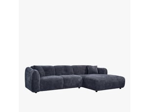 Canapé d'angle en tissu capitonné bleu - angle droit
