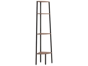 Étagère d'angle à 4 niveaux, étagère de rangement marron foncé et noir 45,5x31,5x150 cm