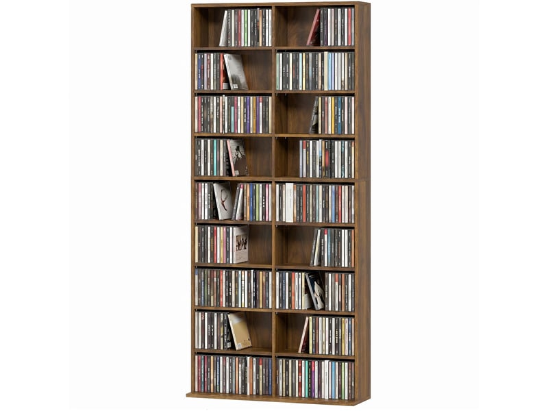  Rangements pour cd et dvd 18 compartiments 78,5x24x175cm noyer foncé  - Conforama B