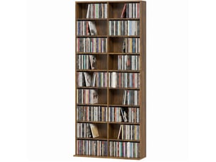 Rangements pour cd et dvd 18 compartiments 78,5x24x175cm noyer foncé