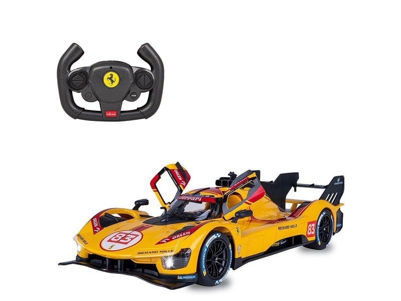 Voiture télécommandée ferrari 499p-n83 1:14 jaune 2,4ghz porte manuelle 402262 - Conforama A