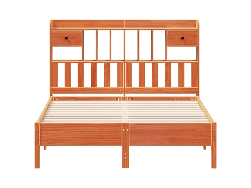  Lit double- lit adulte -  lit bibliothèque sans matelas  marron 135x190 cm pin massif  - Conforama C