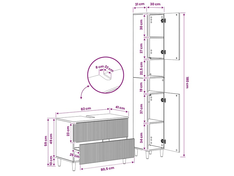  Ensemble de 2 meubles de salle de bain arnhem blanc brillant cf63061  - Conforama E