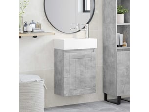 Meuble de rangement salle de bain avec robinet gris béton shl5799