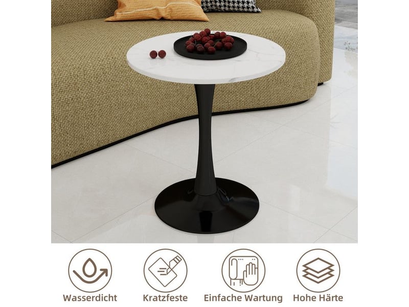  Table basse moderne - marbre artificiel - noir blanc - style milieu du siècle - plateau rond 70x70x72cm - Conforama D