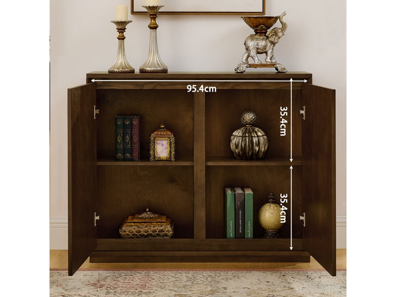  Buffet et enfilade à 2 portes rainurées en v, avec ouvertures pour prises, pour salon, en bois et mdf marron  - Conforama C