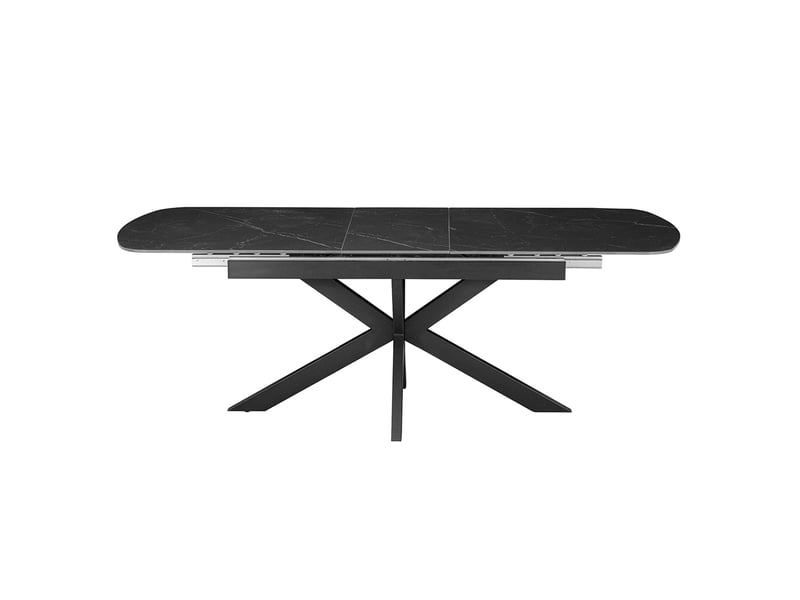 Hestia - table extensible rectangulaire en pierre frittée noir pieds en métal noir 180-220 cm HESTIA-NOI - Conforama C