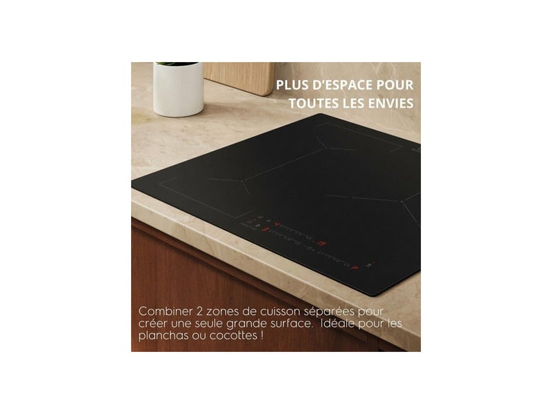  Table induction 70 cm 3 zones bridge saphirmatt se boosters commandes sensitives ELE7333394158365 - Conforama E