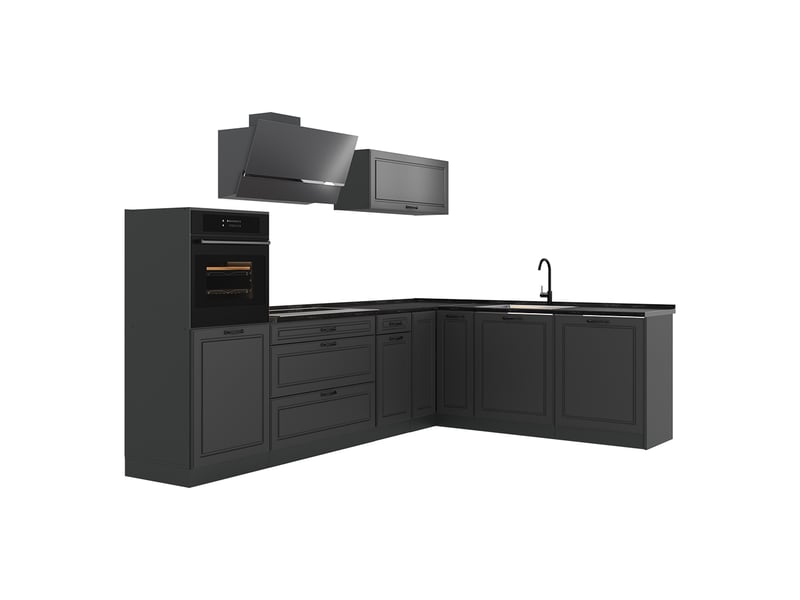 Vicco cuisine en angle, anthracite campagneanthracite, 287 x cm plan de travail anthracite - Conforama A