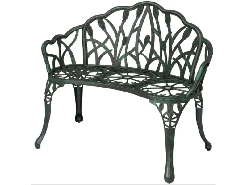 Banc de jardin élégant avec dossier décoratif, style romantique pour extérieur - Conforama D