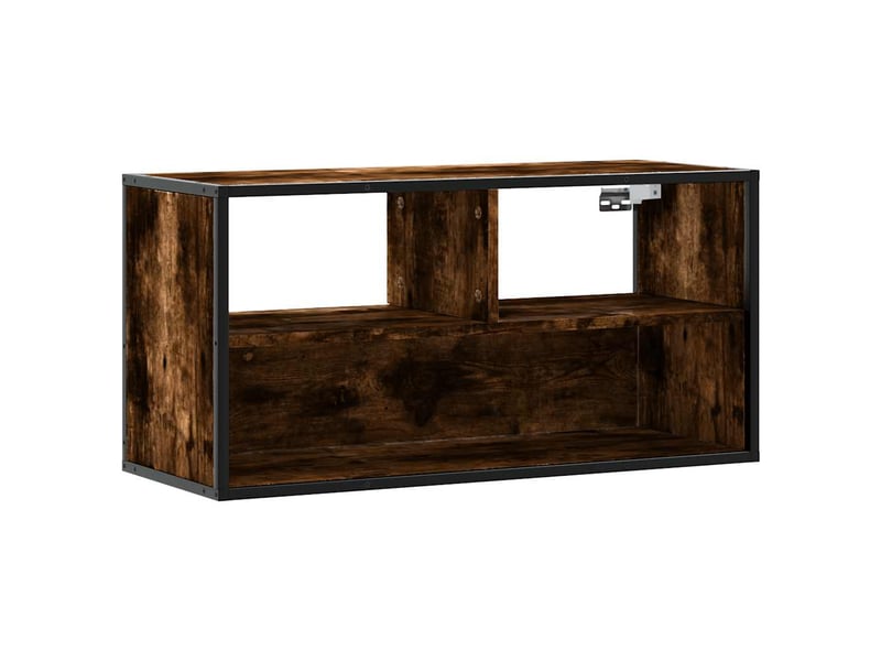  Meuble tv - banc tv - meuble de rangement chêne fumé 80x31x39,5 cm bois d'ingénierie et métal  - Conforama A