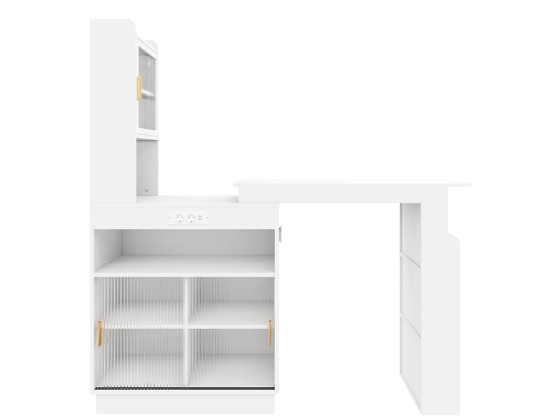  Table de bar extensible avec rangement, led, usb et prises, blanc, 131–170 x 40 x 170 cm  - Conforama A