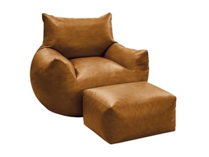 Fauteuil poire avec repose-pieds 103x90x70 cm mousse à mémoire de forme marron