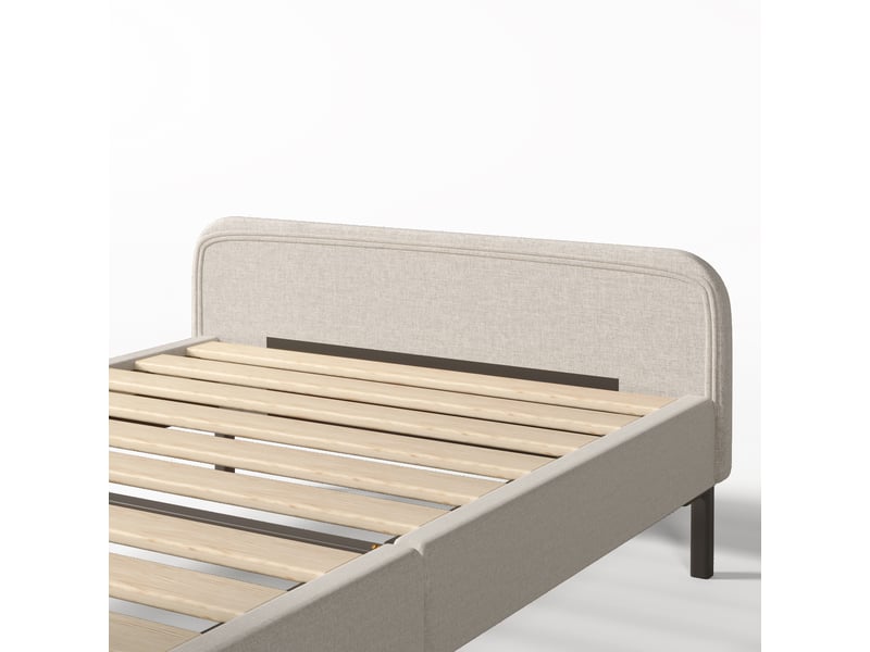  Lit 90 × 190 cm grège, tête de lit réglable et sommier à lattes IKSETERA TRADING LTD - Conforama R