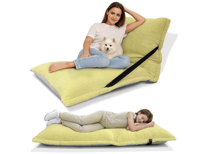  Vercart pouf enfant vert et gris clair, hauteur 80 cm, largeur 95 cm, profondeur 95 cm  - Conforama B