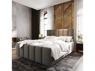Lit avec rangement 160x200 cm <strong>MASSENO</strong>  <strong></strong> coloris gris
