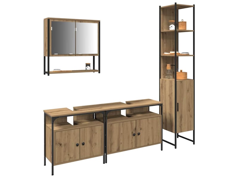  Ensemble de mobilier de salle de bain 4 pièces chêne artisanal cf64545  - Conforama C