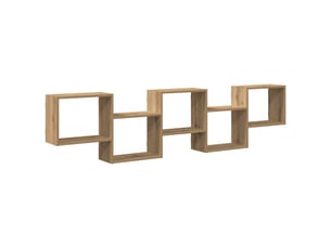 Étagère de rangement, étagère cube murale 5 compartiments chêne artisanal