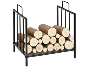 Porte-bûches intérieur en métal époxy noir, capacité 15 kg, 44,5 x 33 x 46,5 cm