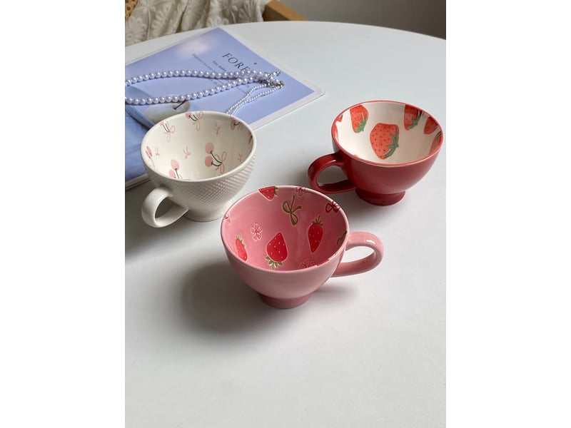  Tasse en céramique, fraise rose foncé, 300 ml, à l’unité  - Conforama C