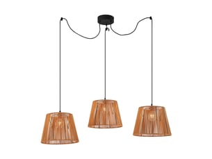 Suspension d'extérieur noire avec abat-jour en corde orange 3 lumières ip44 - cava jayla