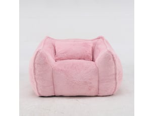 Fauteuil pouf géant 123x97x73 cm – rose – tissu peluche, coussin inclus et mousse haute densité