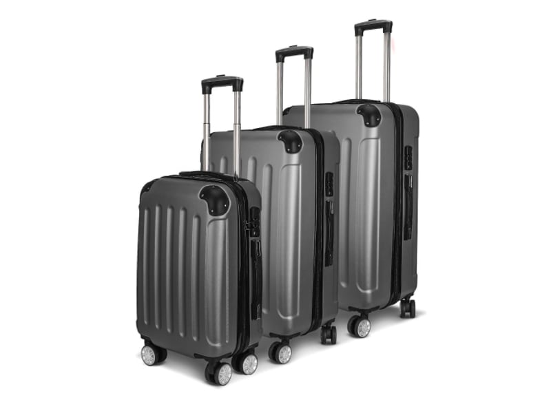 Lot de 3 valises rigides,202428 pouces,avec serrure tsa,abs,gris foncé - Conforama A