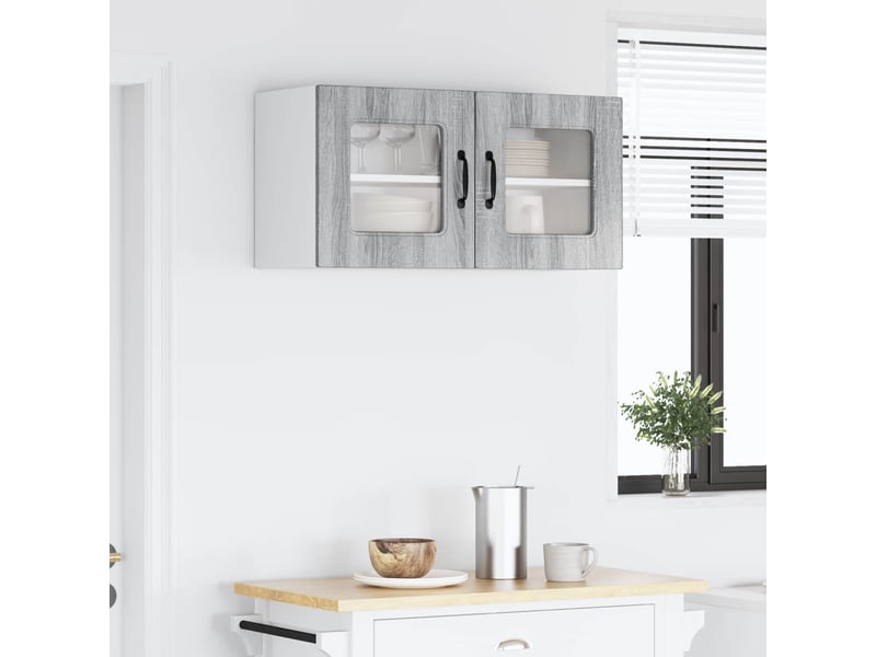  Meuble mural de cuisine | armoire de cuisine gris sonoma 80x31x40cm shl8760  - Conforama D