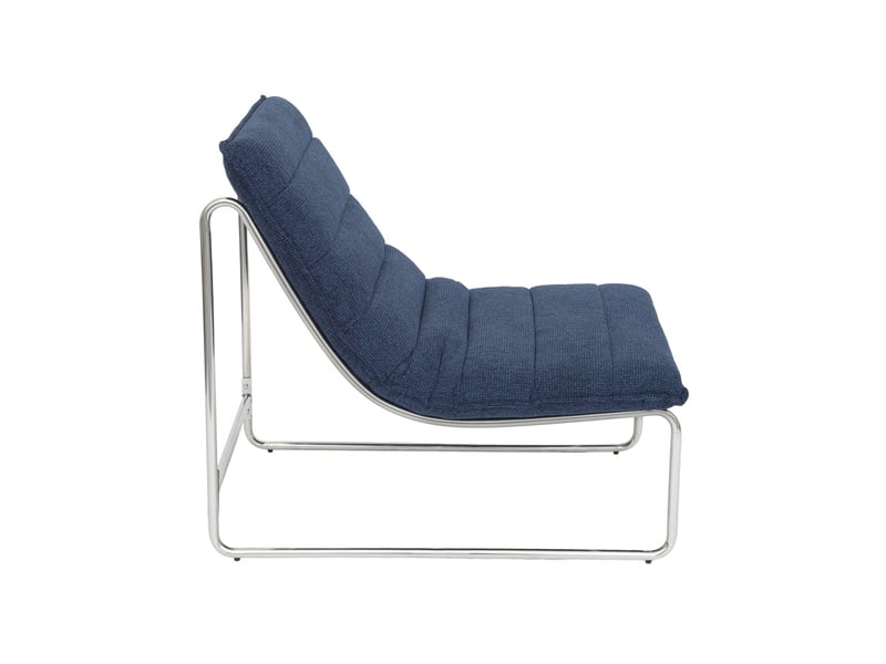  Fauteuil relax tissu chenille armature chromée bleu - silver  - Conforama D